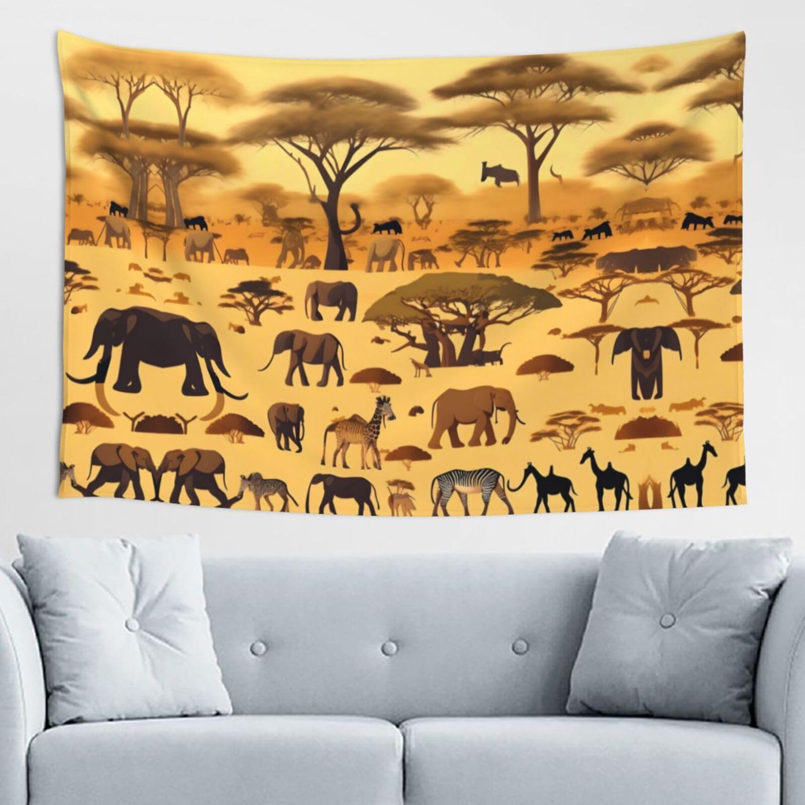 ZZYYDS African grassland animals Wall Decor Tapestry 60x40in, Wall Hanging, Home Decor, Dorm Decor, Porch Tapestry, etc.