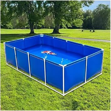 Aquarium Pool, PVC Canvas Ponds with Drain Valve, Temporary Holding Tank for Saltwater Fish, 0.6mm Tarp Water Storage Pool for Koi Fish Turtles Swimming3x2x0.5m