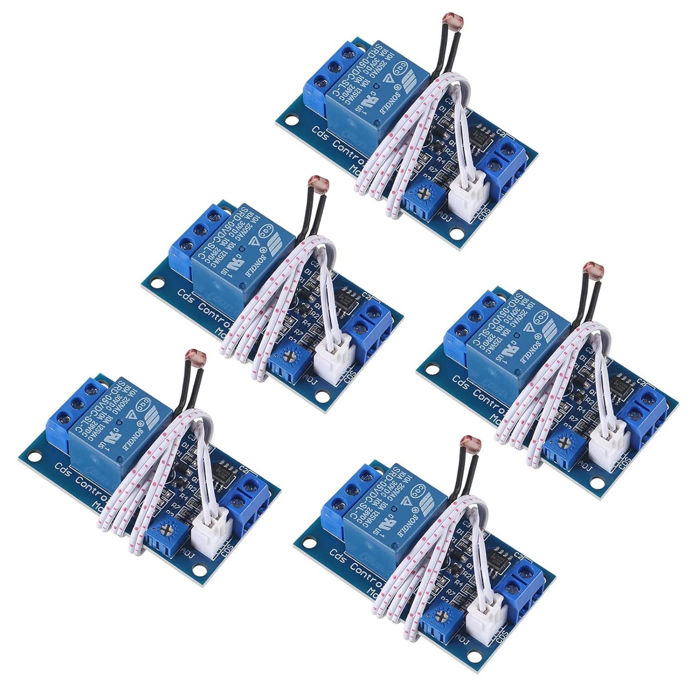 Dutty XH - m131 module de relais photorésistif, DC 12V 10A commutateur de commande optique module de relais photorésistif détecteur luminosité module de commande automatique avec câble 5 PCS