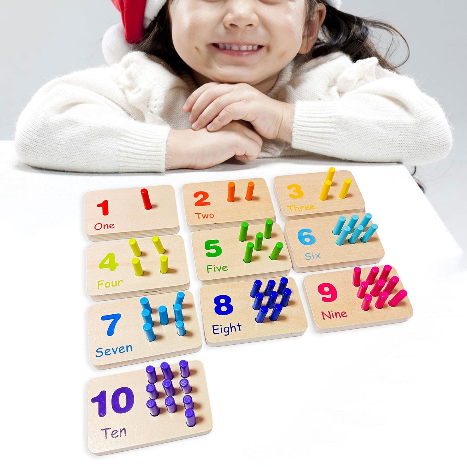 Tavola Numerica in Legno con Pioli, Materiale Didattico Manipolativo per Contare E Imparare La Matematica, Ideale per Bambini E Bambine Dell'asilo