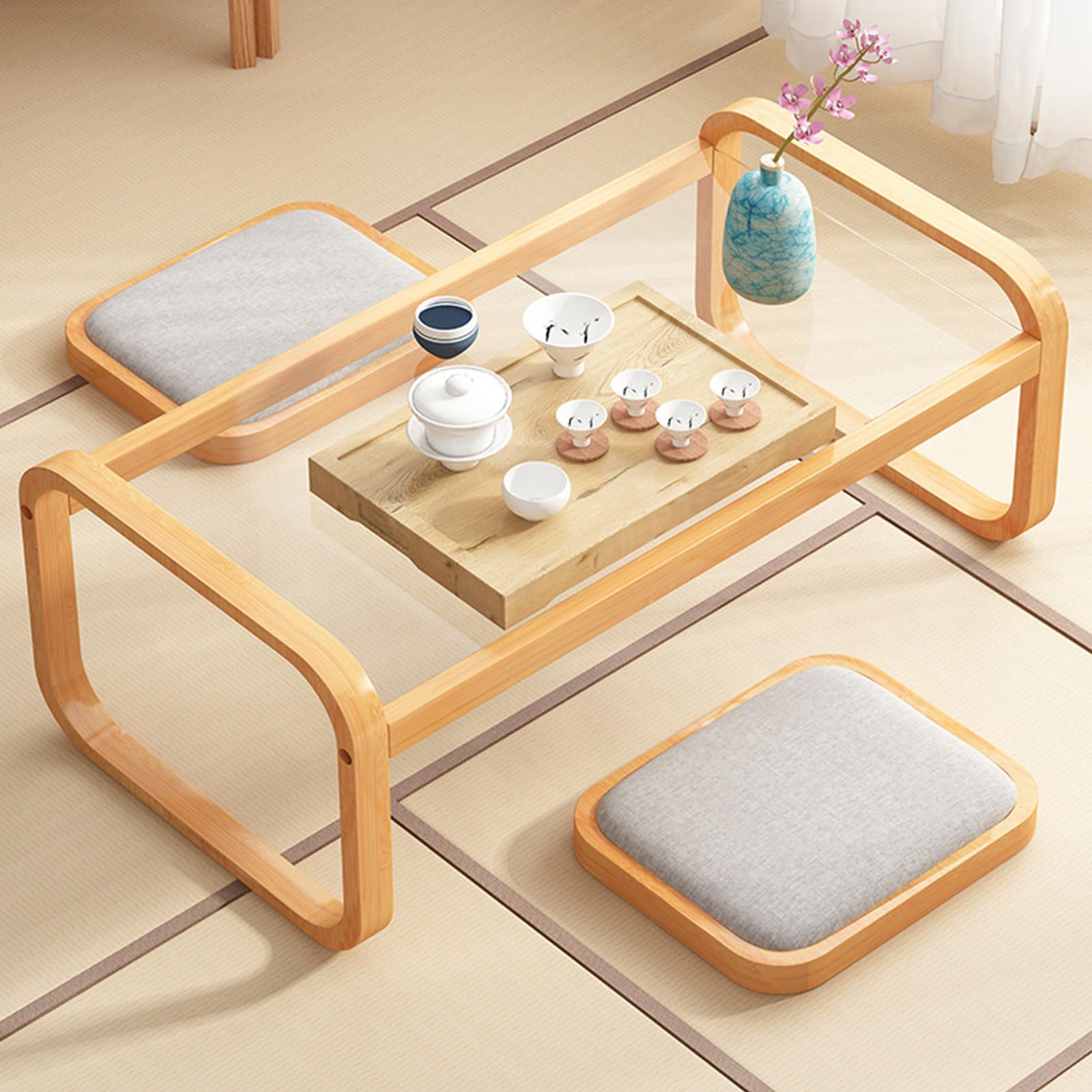 Amazon.com: SUZEPER Bamboo Tempering Glass Japanese Floor Table