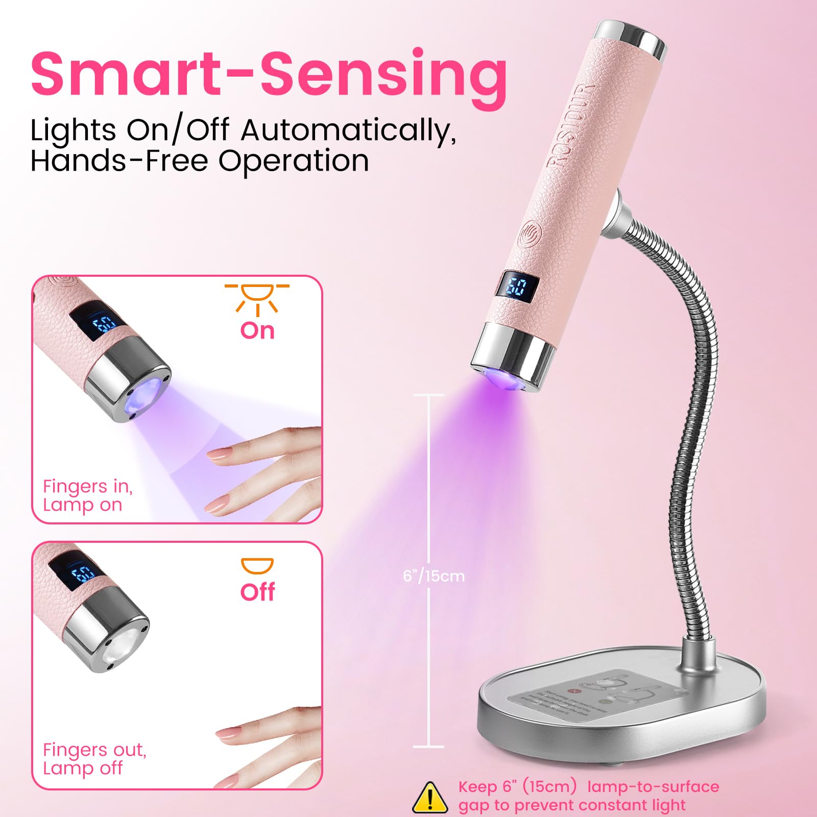 Mini lampada U/V per unghie in gel, ricaricabile e portatile, luce a LED per polimerizzazione con supporto, asciugatura rapida, lampada U/V con sensore automatico, per manicure domestica e salone