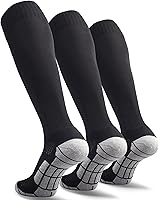 CWVLC Knee High Soccer Socks - Anti-Slip Combed Cotton Grip Socks for Adults Youth Kids (1/3/5 Pairs)
