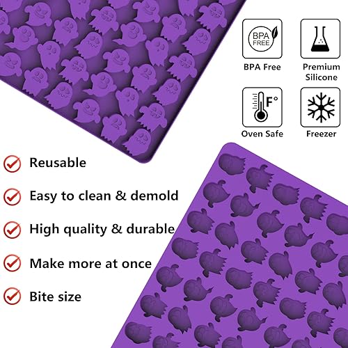 Miniatura 7 de Molde para dulces de Halloween, moldes de silicona con 70 mini cavidades fantasmas, moldes de truco o trato para Halloween, molde fantasma de grado