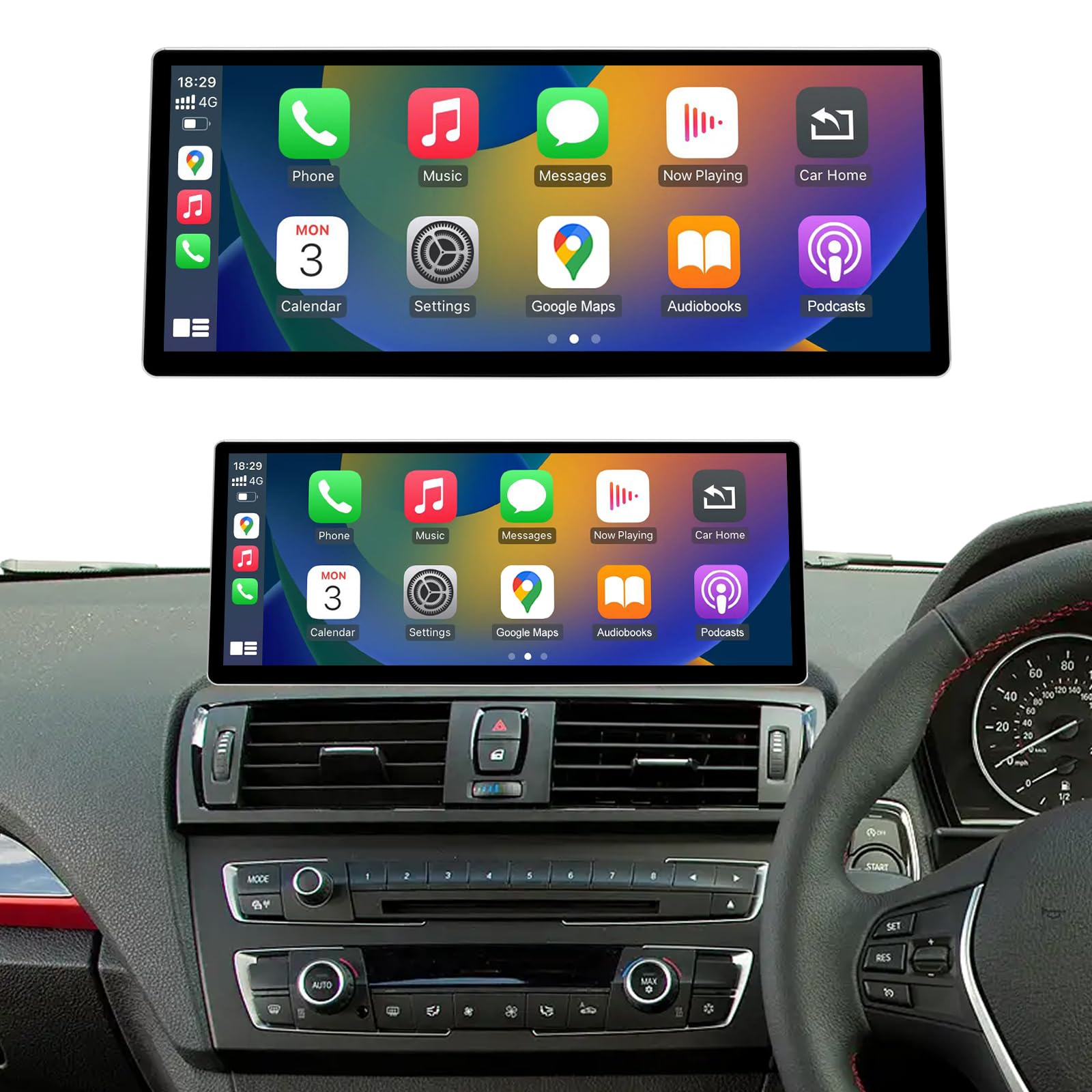 12.3" Ultra-Narrow Bezel Wireless CarPlay Touchscreen for BMW 1/2 Series F20 F21 F22 (2013-2015), Android Auto Car Stereo Multimedia Radio Receiver with Mirrorlink Function