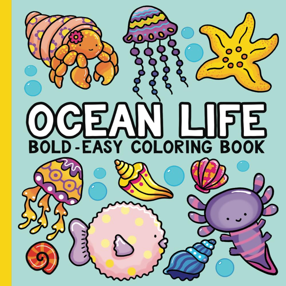 Ocean Life : Bold and Easy Coloring Book: Underwater Sea World For Adults and Kids (Simple Coloring Books) Paperback – 13 Aug. 2024