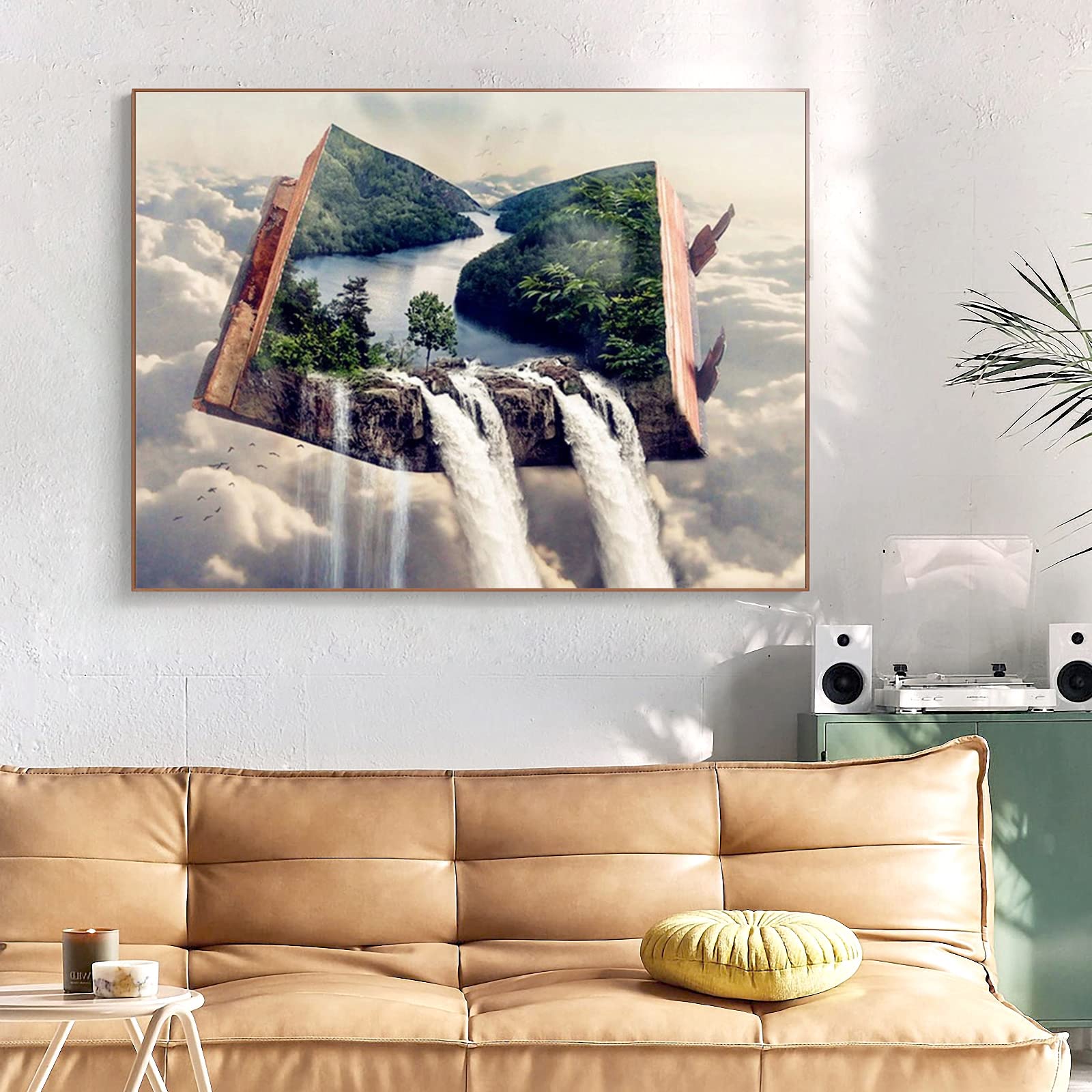 Trayosin Diamant Painting Bilder Wasserfall,Landschaft Daiments Painting Mit Diamond Painting Zubehör,Diamond Painting Bilder Für Indie Aesthetic Room Decor (90x60cm)