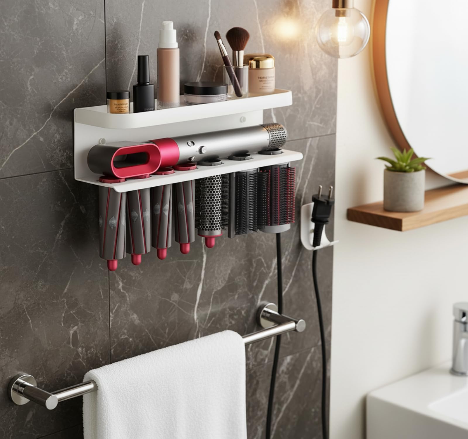 support pour Dyson Airwrap, support mural sans trous, blanc