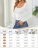 Vista 6 de 3 piezas de camisetas cortas básicas de manga larga para mujer, ajustadas, cuello redondo, color liso, casual, para mujer