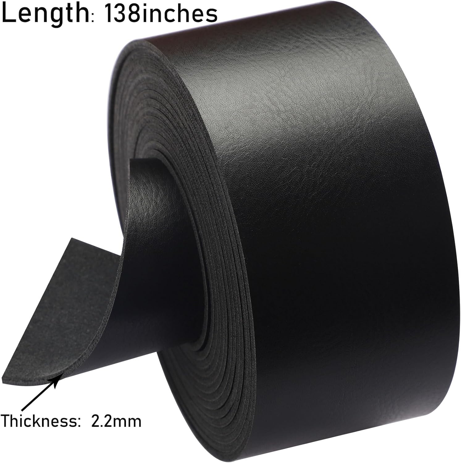 Picheng Faux Leather Straps 2 Inch Wide Leather Strip, 138 Inch Long Leather Belt Strips for DIY Craft, Hobby Workshop (Black-2 Inch) - Image 4