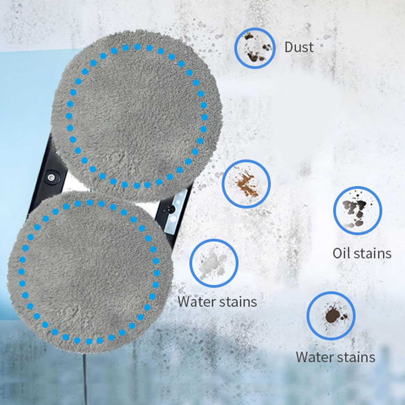 Robot limpiacristales con depósito de Agua de 35 ml, Aspirador de Pared con Gran succión de 5600 Pa y Control Remoto, Incluye 10 paños, Ideal para Azulejos, Espejos, Puertas de CRI