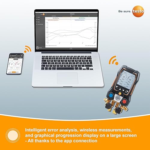 Miniatura 7 de Testo - Kit automotriz 550i con colector digital operado vía aplicación abrazadera de tubo termómetro para aire acondicionado sistemas de