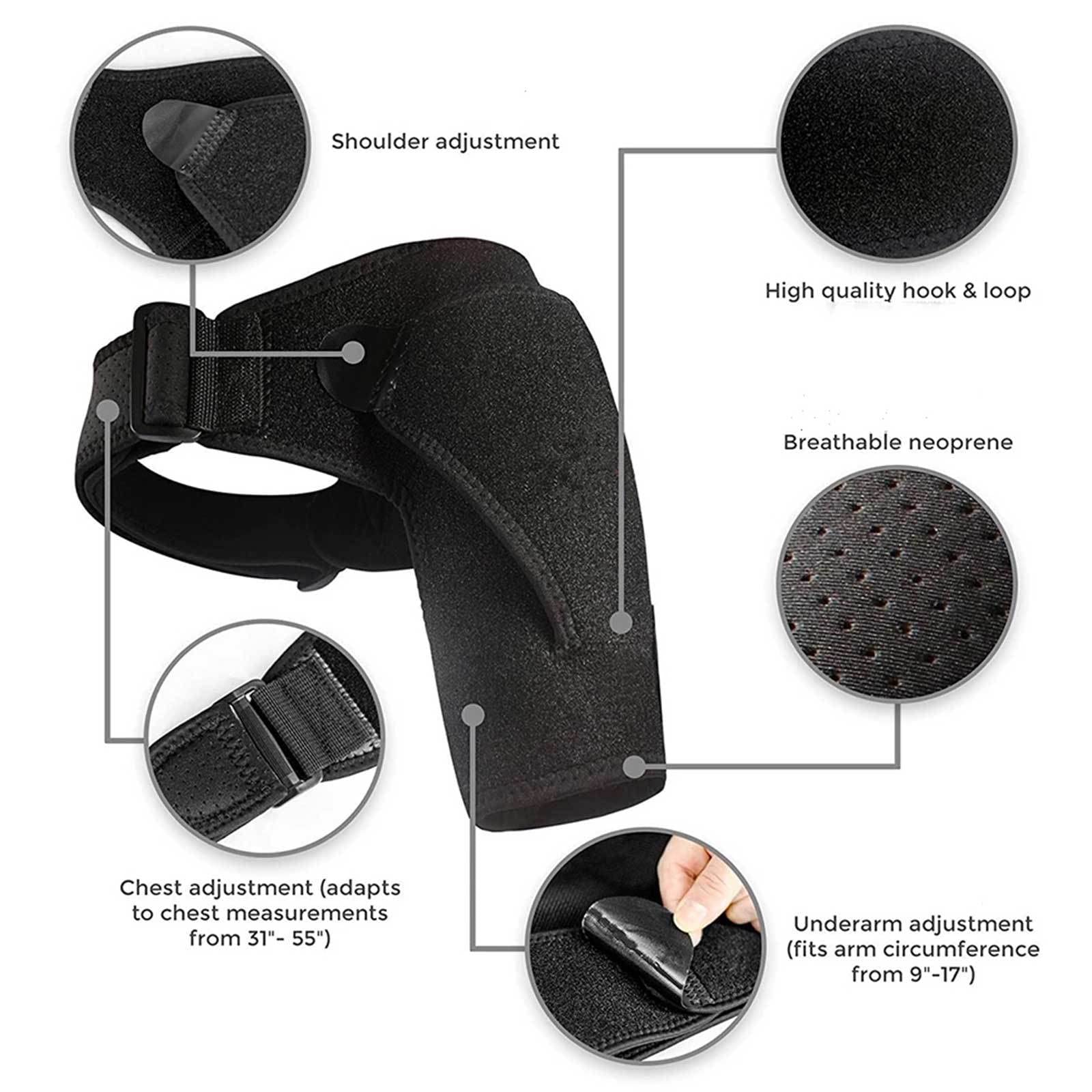 AADECOR Orthèse de stabilité d'épaule avec Coussin de Pression - Support d'épaule en néoprène léger et Respirant - Manchon de Compression d'épaule, Lot de 2
