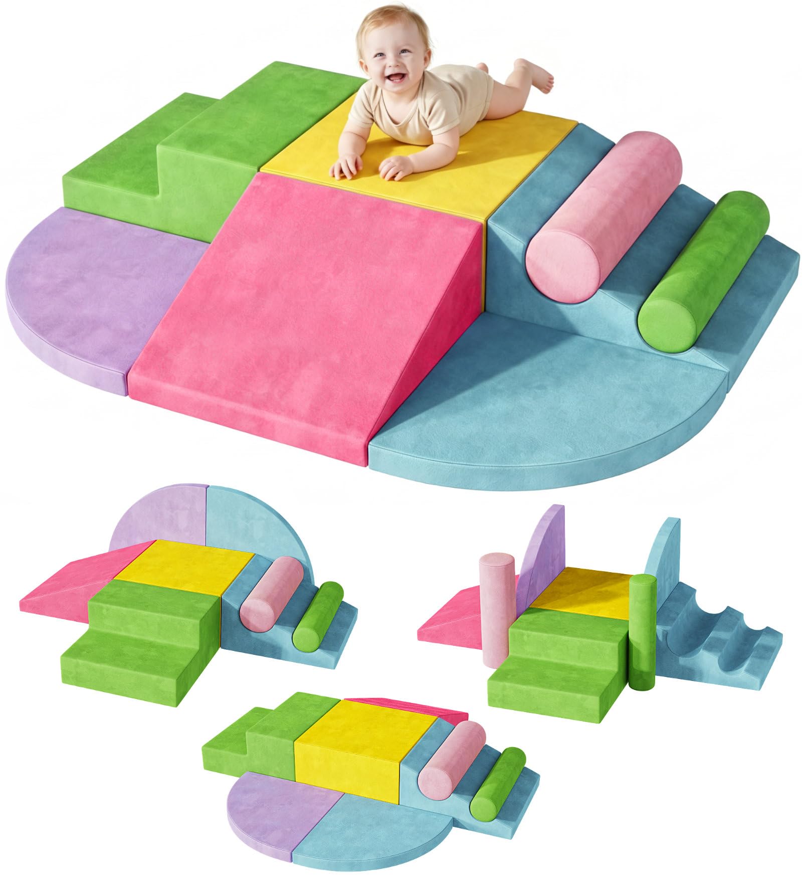 Teckid Toddler Climbing Toys 8-Piece Indoor Soft Foam - indoor climbers and play structures | Mubboo