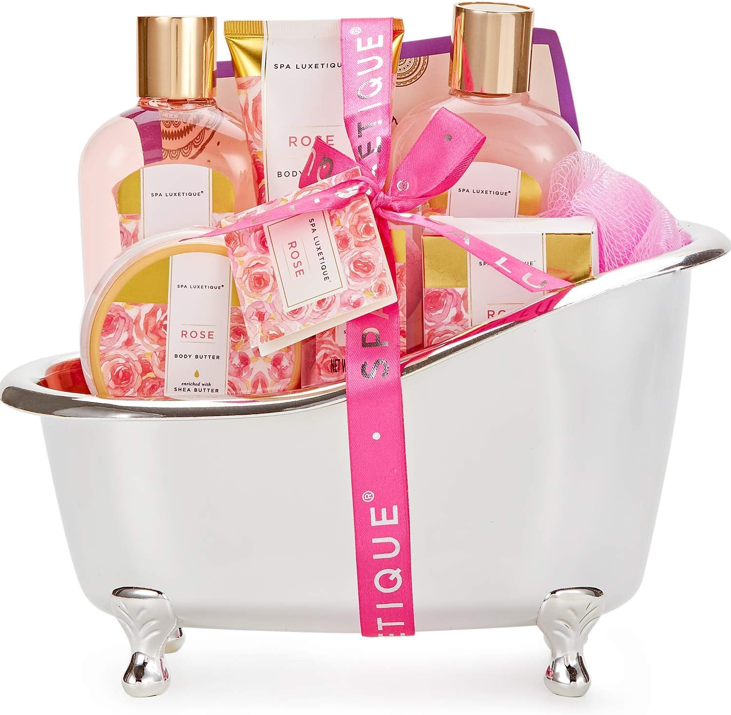 SPA LUXETIQUESpa Gift Set, Pamper Gifts for Women, 8pcs Rose Bath Gift Set with Body Lotion, Body Butter, Bath Bombs, Bath Gift Sets for Women, Personalised Gifts, Birthday Gifts for Women