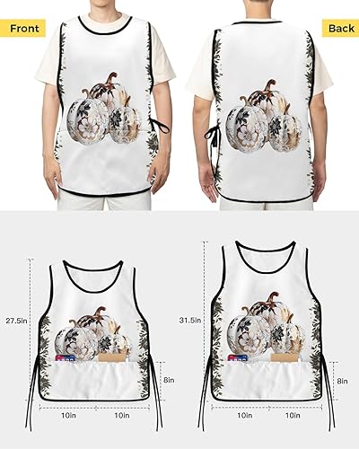 Miniatura 3 de Teather Unisex Cobbler Apron Flower Pumpkin Vest Cobbler Aprons Autumn Leaf Smock Apron with Pockets for Work Kitchen