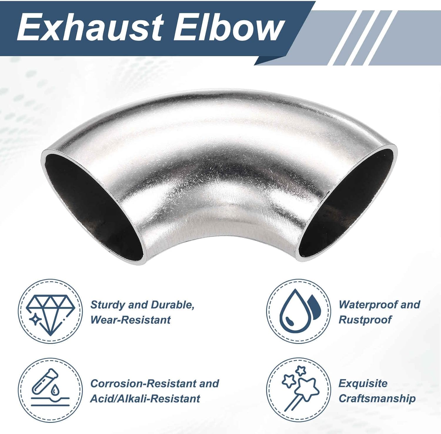 8 Pcs 90 Degree Mandrel Bend Elbow (1-1/4" OD) -304 Stainless Steel Bend Tube Exhaust Elbow Pipe 1.5mm Wall Thickness, Stable Car Modified Exhaust System, Fits Stair Handrail