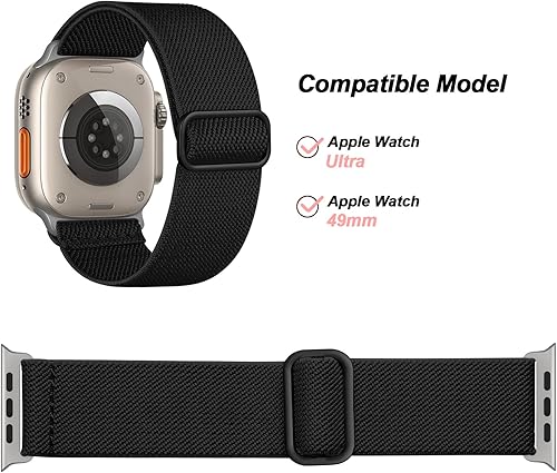 Miniatura 4 de Paquete de 5 correas elásticas de nailon compatibles con Apple Watch Ultra Band de 1.929 in para mujeres y hombres, correa de repuesto elástica