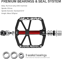 Vista 3 de Pedales de bicicleta de montaña MTB, plataforma plana, aleación de aluminio, antideslizante, 9/16 pulgadas, pedales de bicicleta de metal con 3