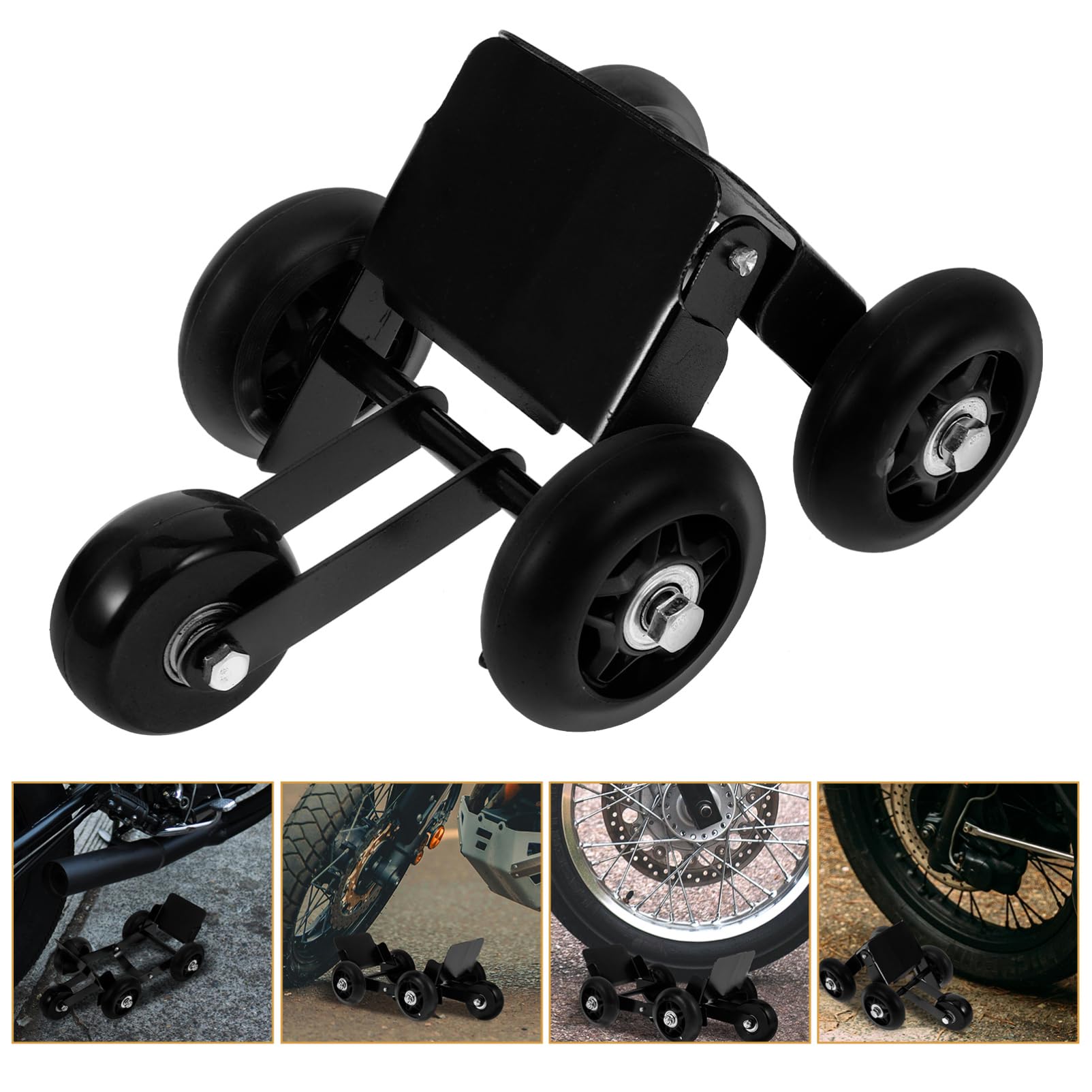 Chariot à Roue De Pneu De Moto Noir, Outil De Déplacement De Pneus D’Urgence, Rouleau Robuste Compatible Tricycle Électrique, Accessoire Dépannage Crevaison pour Motards Et Cyclistes