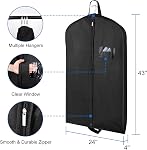 Garment Bags for Travel 43" 2 Pack, Hoprfire Suit Garment Covers with 4" Gussetes for Closet Storage for Men Breathable Foldable Hanging Bags Waterproof for Suit, Clothes, Custom, Tuxedo, Shirts, Coat