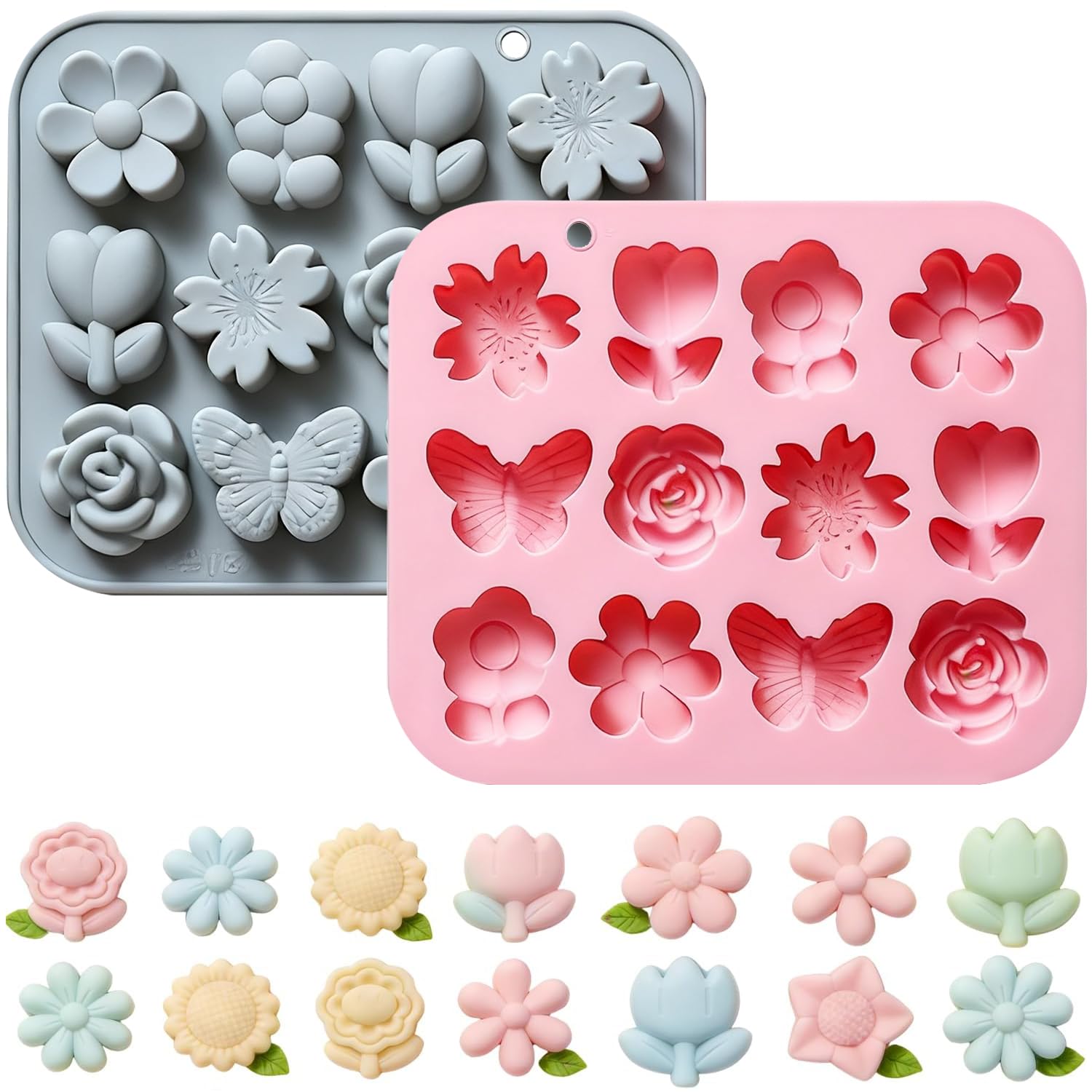 YXHZVON Silicone Flower Chocolate Molds 2PCS Silicone Candy Molds