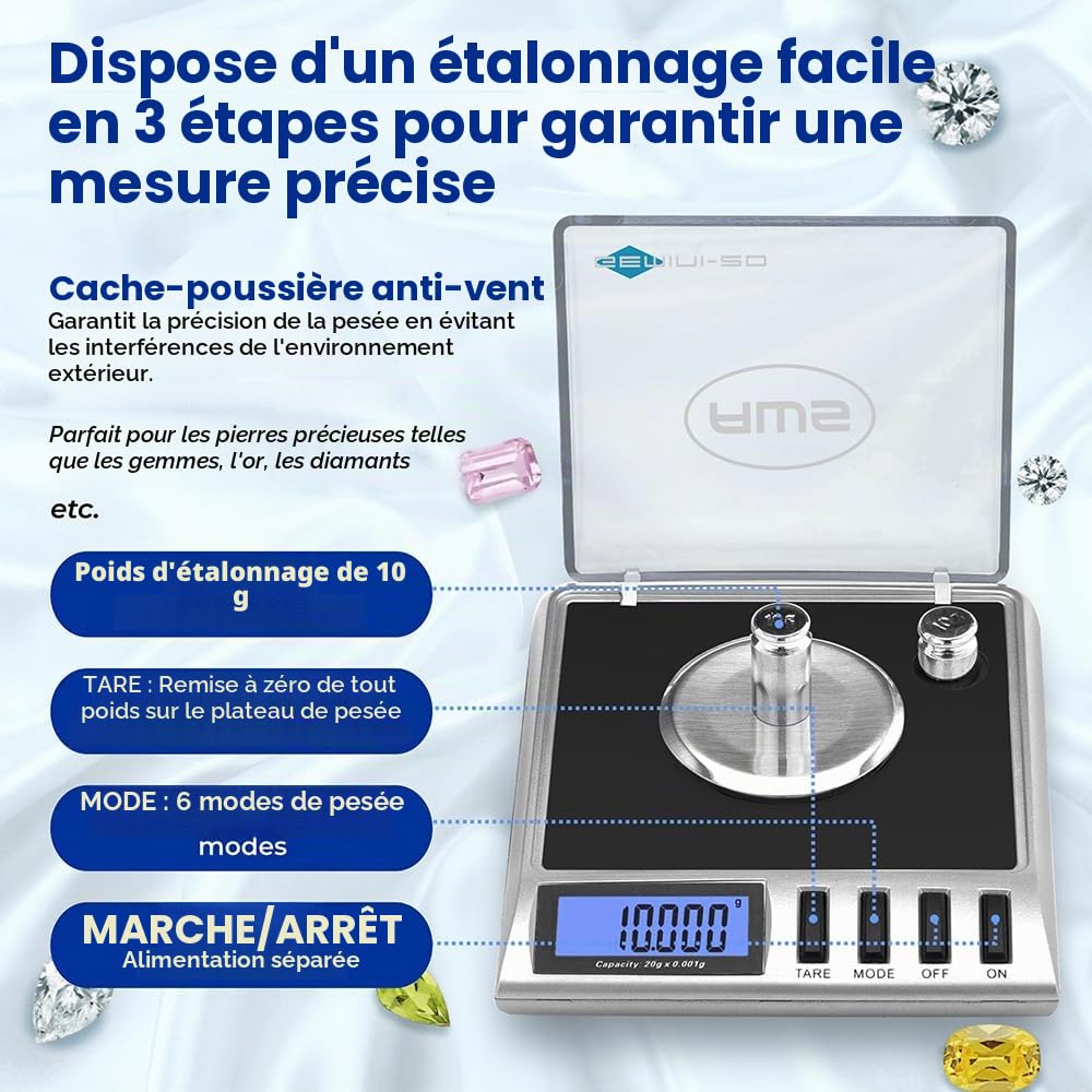 Gemini Gemini Series Balance numérique de précision au milligramme Argenté 20 g x 0,001 g (GEMINI-20) Noir