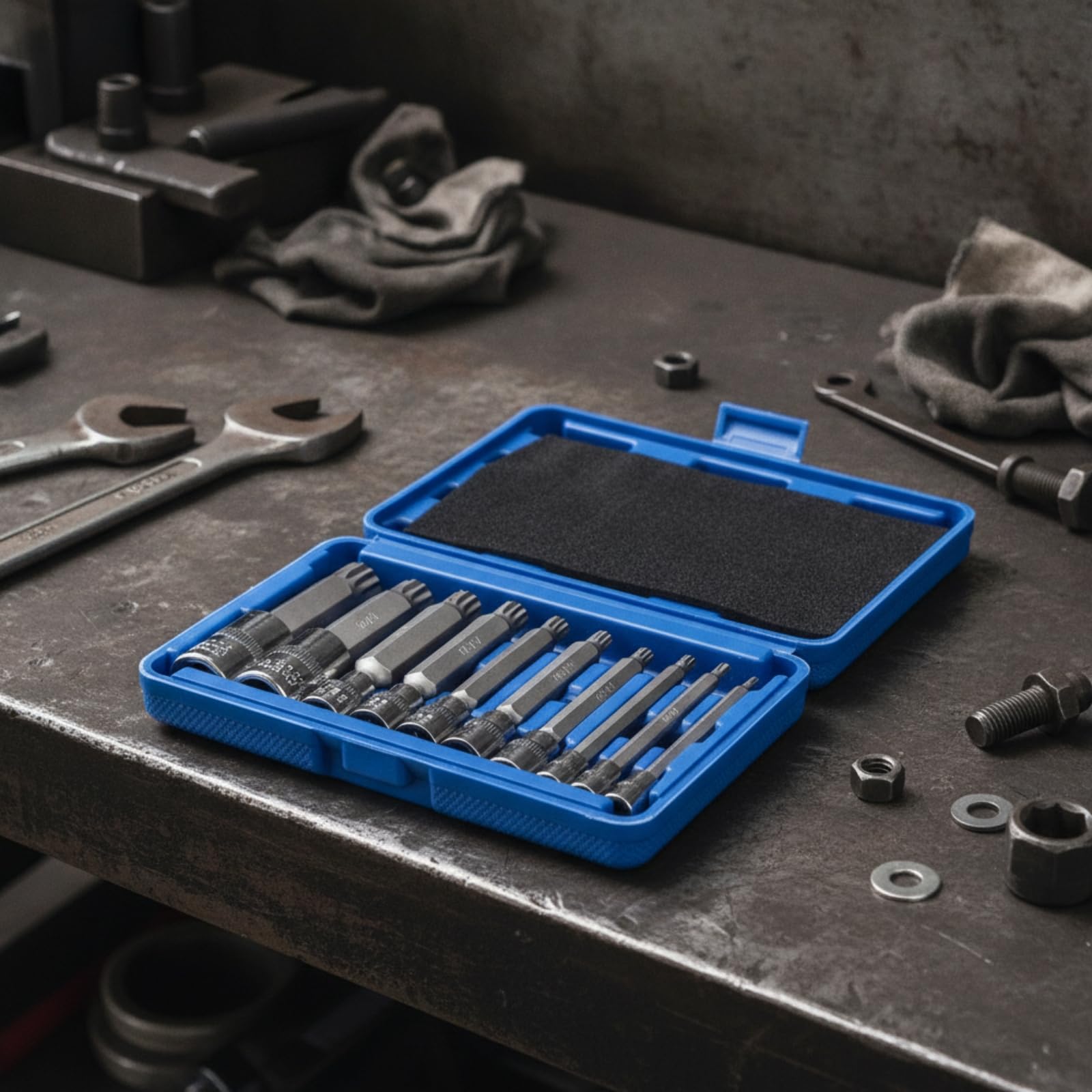 10 Pezzi Kit di Inserti a Bussola Portatile Utensili Durevole Attrezzi per Meccanici, Manutentori, Officina, Garage