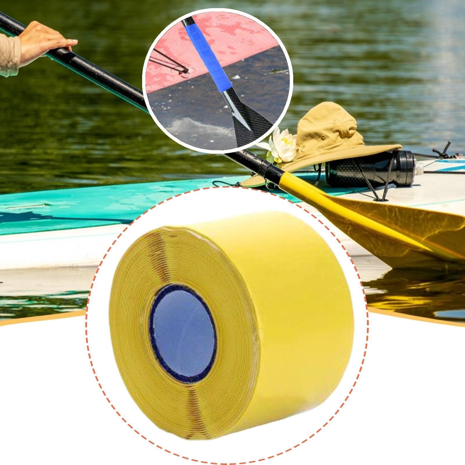 Generic Nastro Impugnatura Kayak Nastro Antiscivolo per Dragon Boat Accessori Manubrio Sportivi Rivestimento Silicone Maneggevole Progettato per Prevenir, Giallo