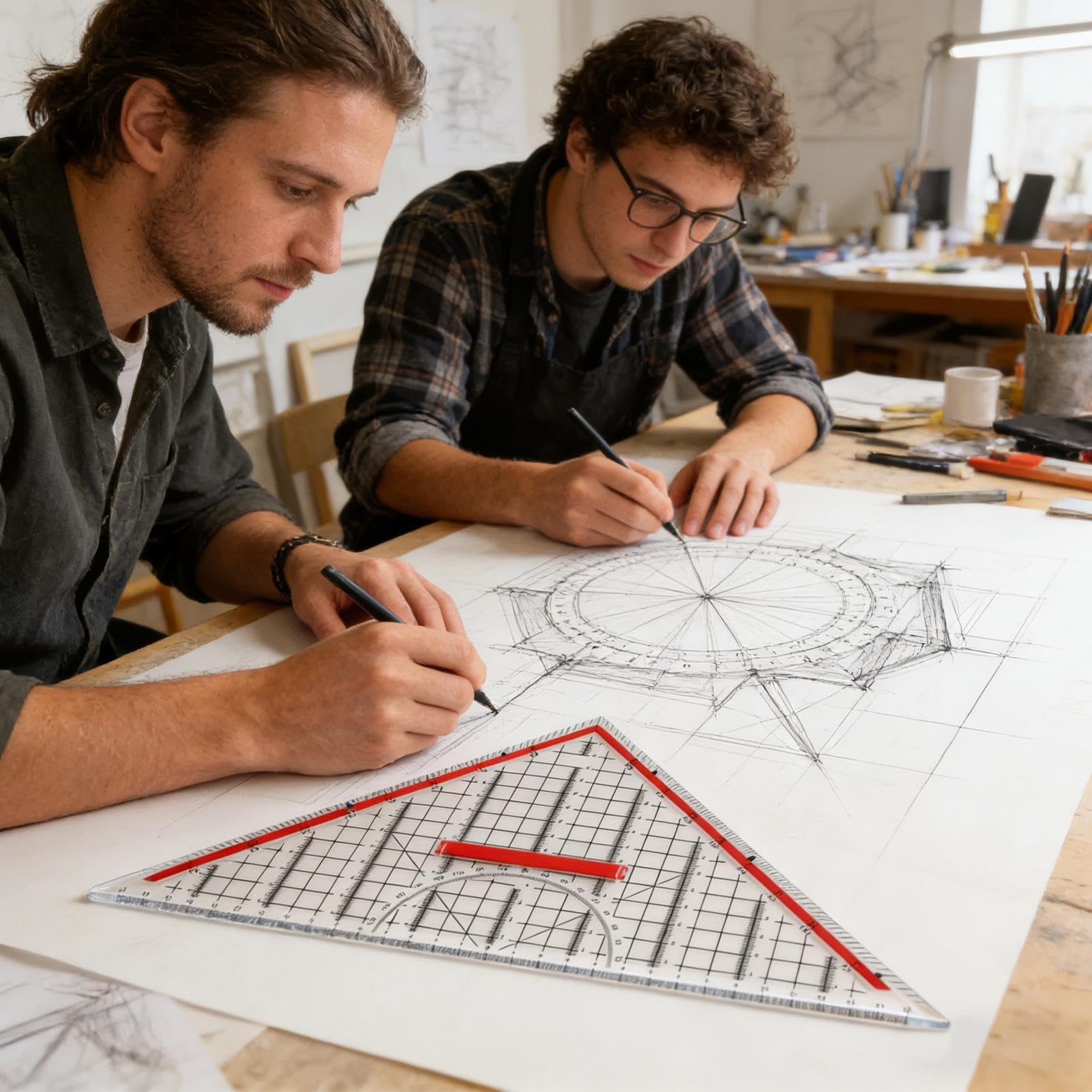 Righello Triangolare - Strumenti di Geometria Matematica Trasparenti, righelli Geometrici per architetti, Designer d'interni, Ingegneri e Studenti