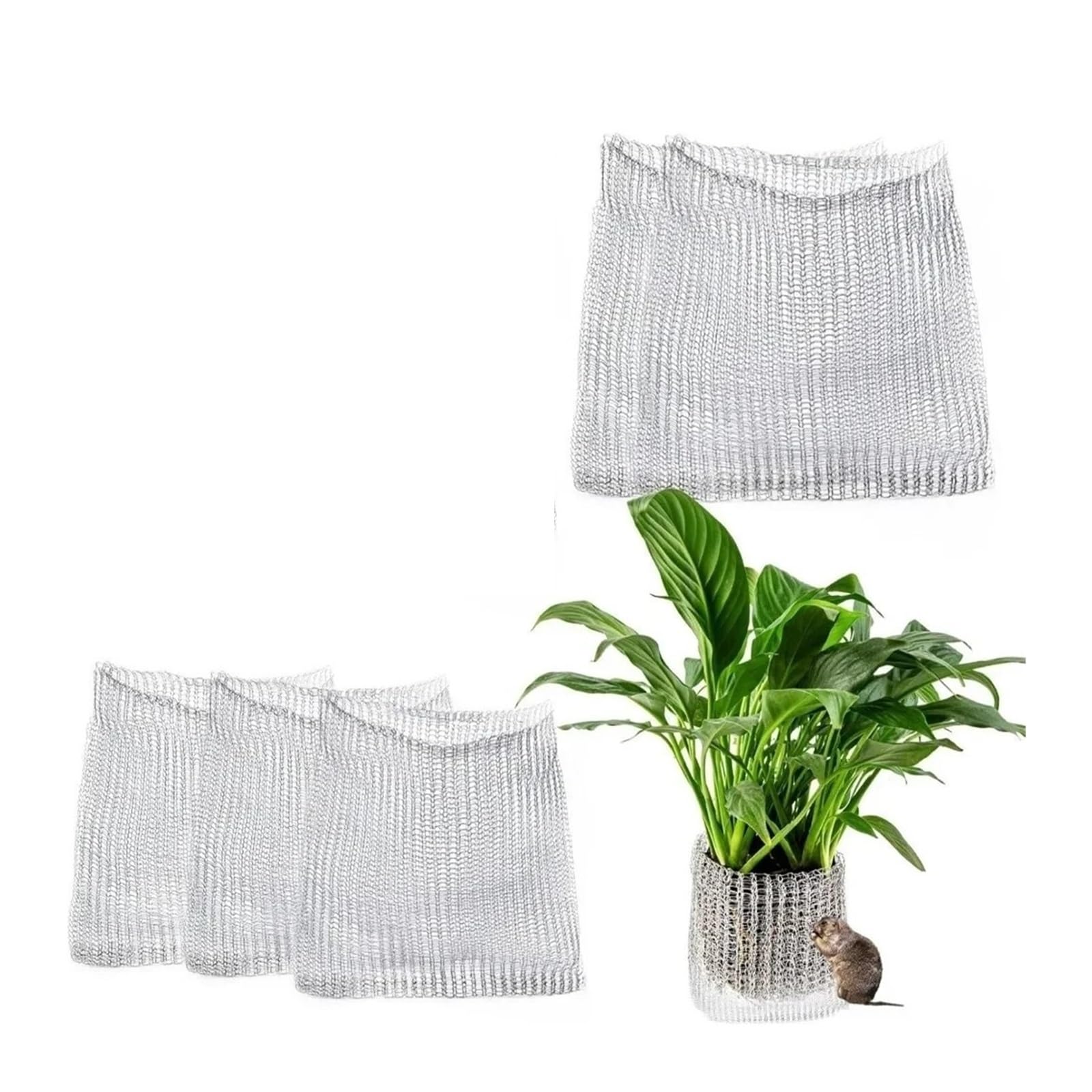ZNJAMN 5pcs Stainless Steel Net Bag Dense Mesh Rat Prevention Plant Root Protection Cover Breathable Wire Cage for Plant Roots(11.81x5.91in)