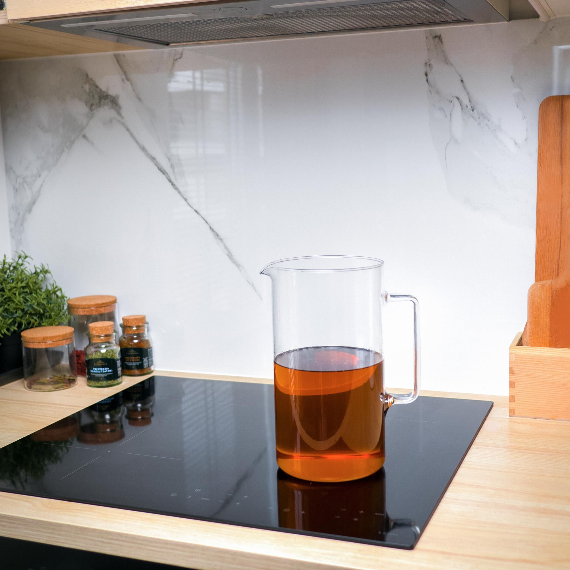 Wessper Caraffa Acqua in Vetro Borosilicato per Succo Caldo Freddo Bevande ghiacciate tè Latte caffè e Vino Ross 3 L