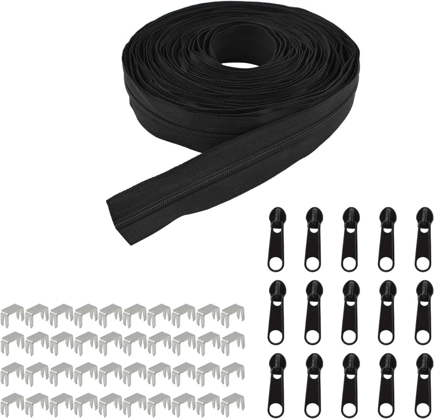 3 10Yards Nylon Coil Sewing Zippers by The Long Zippers Yard Bulk with 20 Metallic Silver
