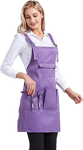 Miniatura 6 de Nanxson Delantal ajustable para mujer, delantal de trabajo profesional con bolsillos para herramientas CF3010