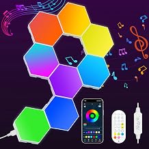 KORORO Hexagon LED Lights - 8 Pack Smart APP RGB Gaming Light with Remote Control &amp; Music Sync Honeycomb Shape Hex Lights for Bedroom, Living Room Wall, Gaming Decor