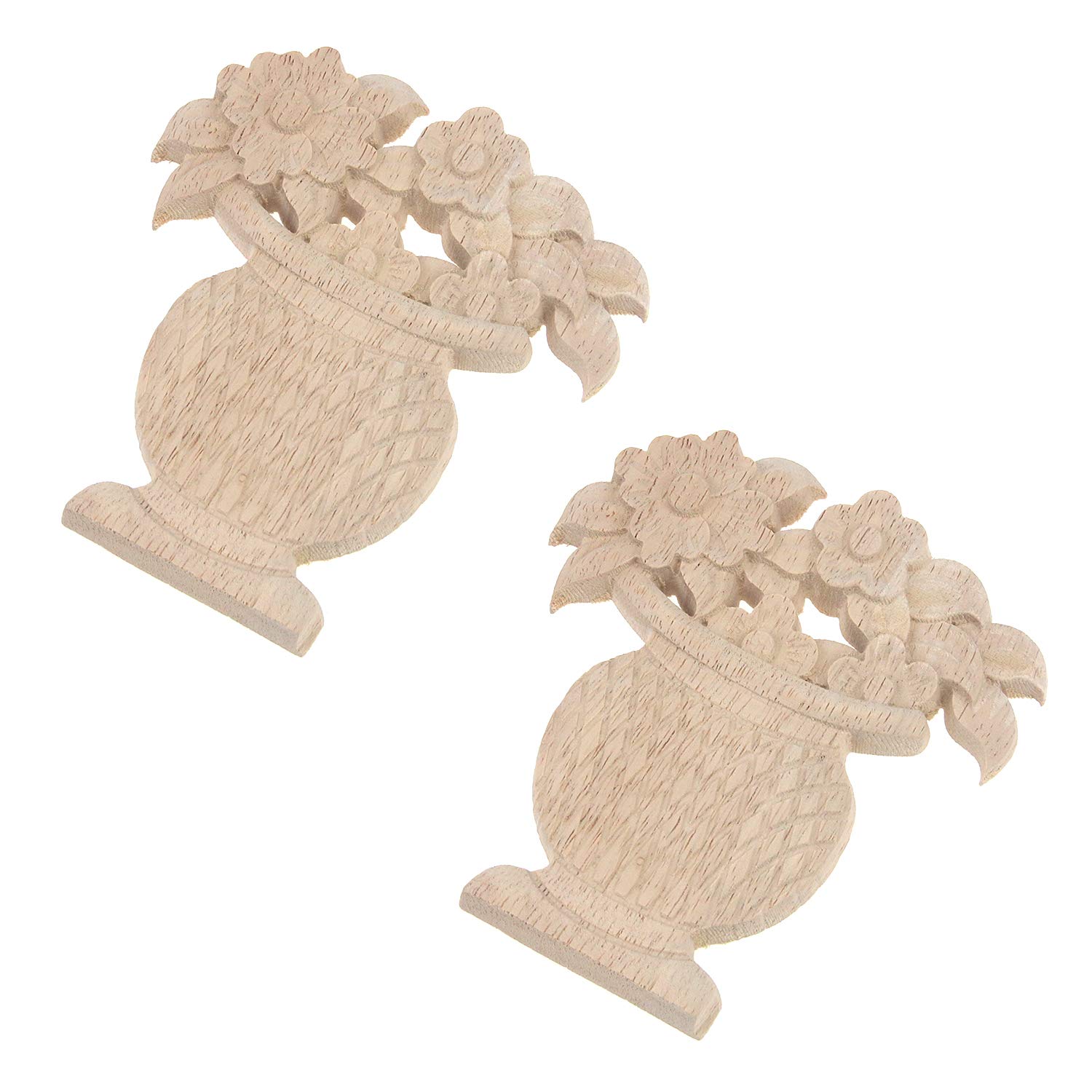 Tulead Wooden Carved Onlay Furniture Applique Cabinet Decal Decorative Onlay Applique Beautiful Decal Pack of 2