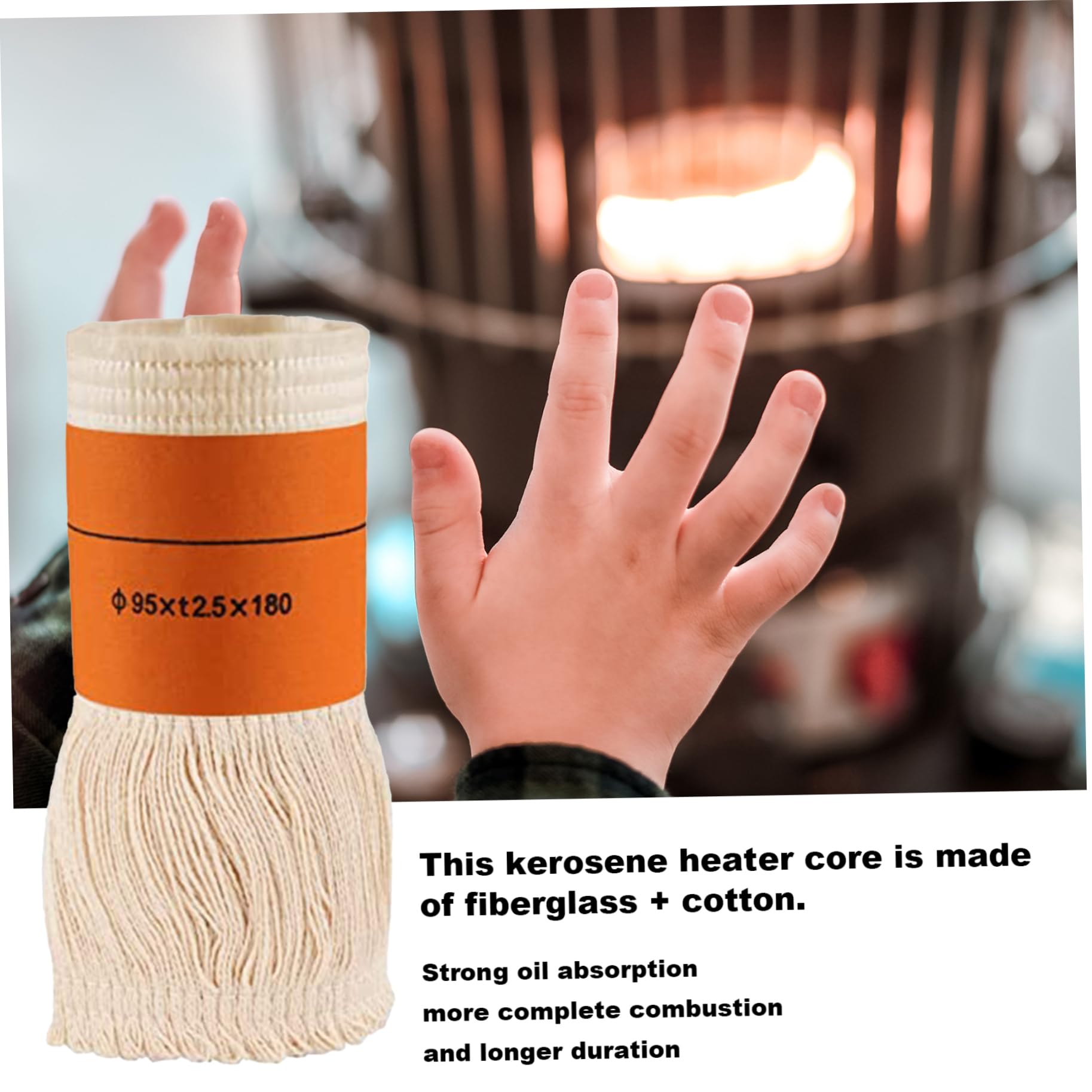 Kerosene Heater Wick Ø95x t2.5x180mm Kerosene Heater Wick Replacement, Oil Lamp Wick Fiberglass Wicks Home for Kerosene Stove Core Accessories