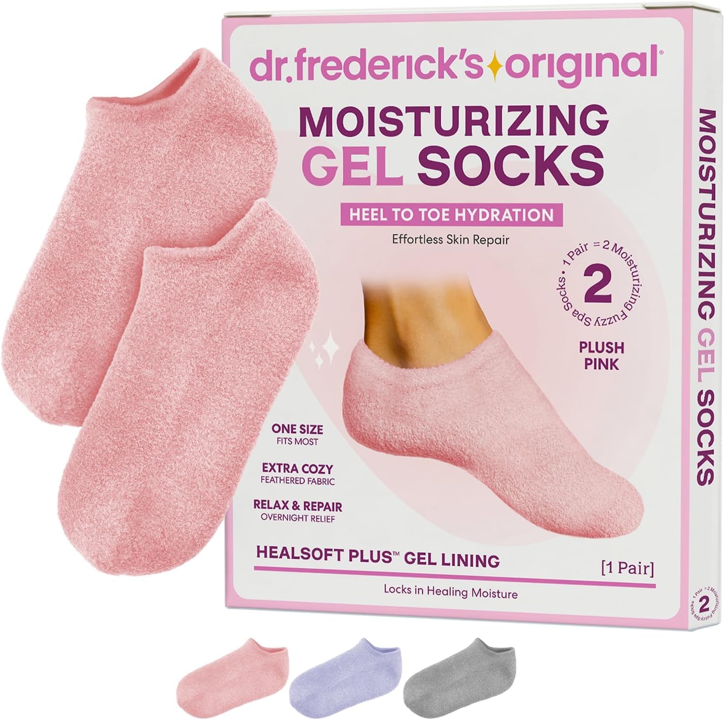 Dr. Frederick’s Original Moisturizing Gel Socks for Men & Women – Dry Feet & Cracked Heel Treatment – Full Foot Gel Lining with Mango Butter, Shea