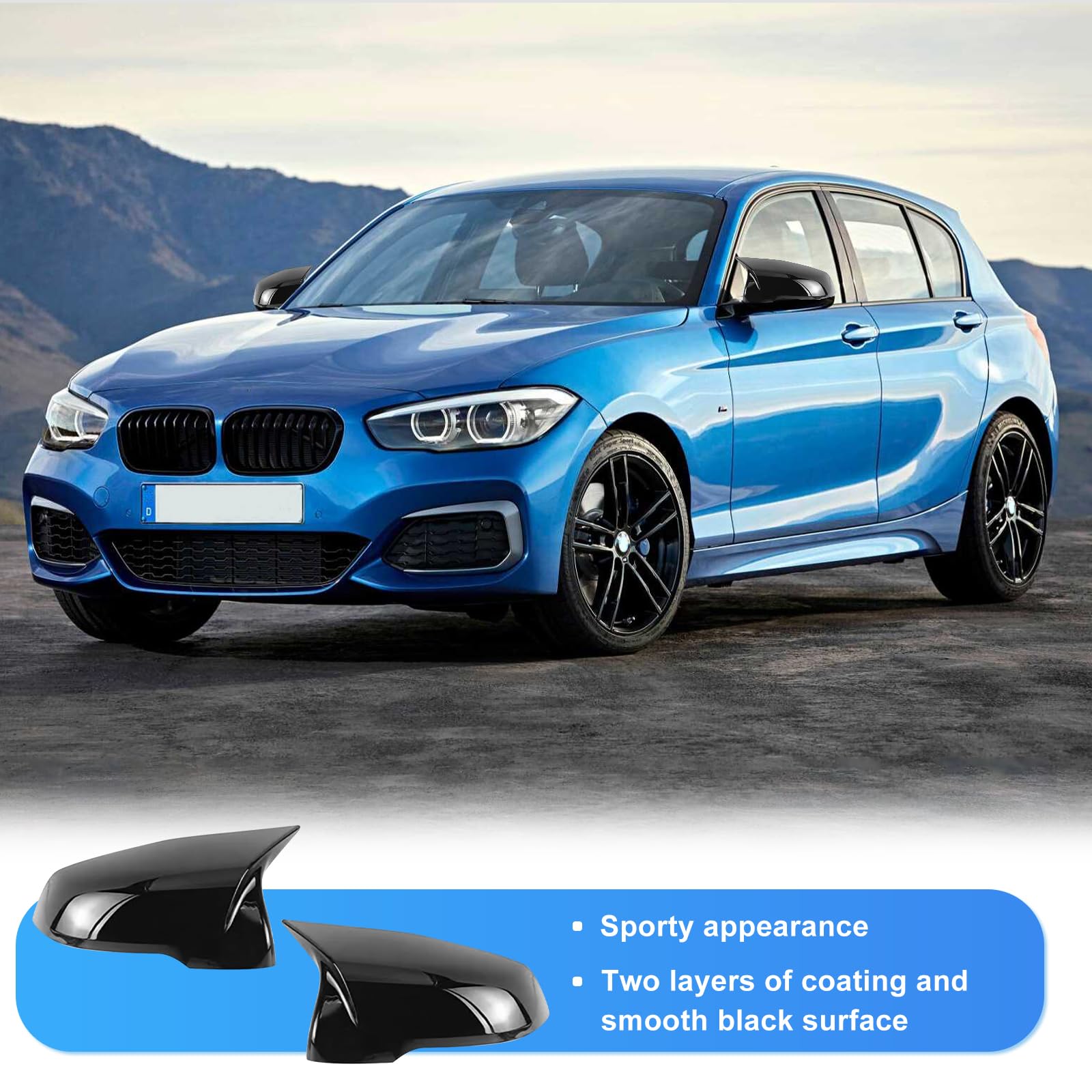 Spiegelabdeckungen Ersatz für BMW 1 Series Touring F40/F53 2017-2024/2 Series Gran Coupe F44 2020-2024/X1 F48 F49 2016-2022/X2 F39 2018-2023, 1 Paar Auto Spiegelkappen Außenspiegelkappe