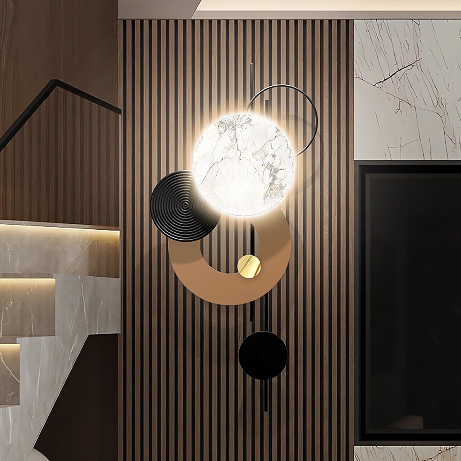 Grande decorazione artistica da parete a LED in metallo 3D, scultura da parete, scultura da appendere, decorazione moderna da parete per soggiorno, corridoio, ingresso