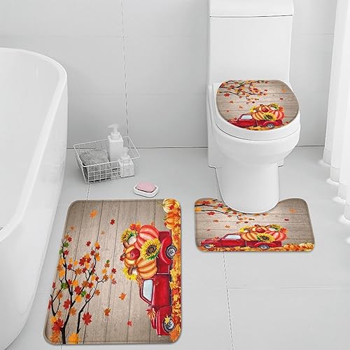 Juego de 3 alfombras y tapetes de baño de calabazas de Halloween, tapetes de baño de terror espeluznante antideslizantes, tapete de baño de espuma