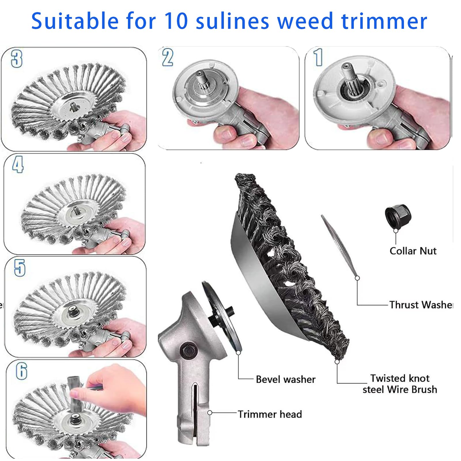 OFCOX Cabezal de corte de césped de alambre de acero indestructible de 10 pulgadas, devorador de cuchillas de maleza, accesorios de cabeza de wacker de malezas, hoja de disco de deshierbe, compatible