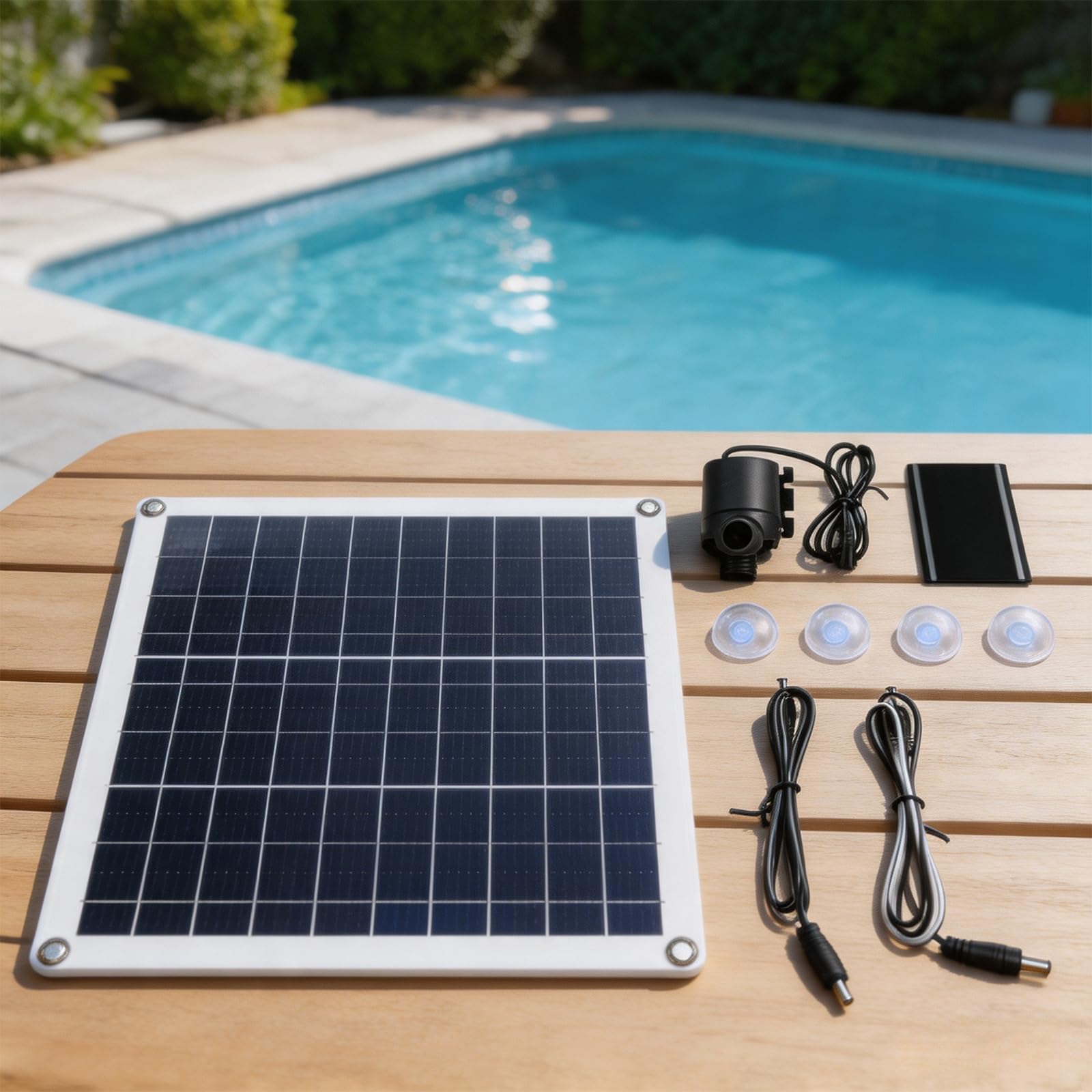 Pompa dell'acqua solare da 50 W, 800 l/h, con portata di 5 m, silenziosa, per fontane da giardino e laghetti per pesci, ugelli regolabili