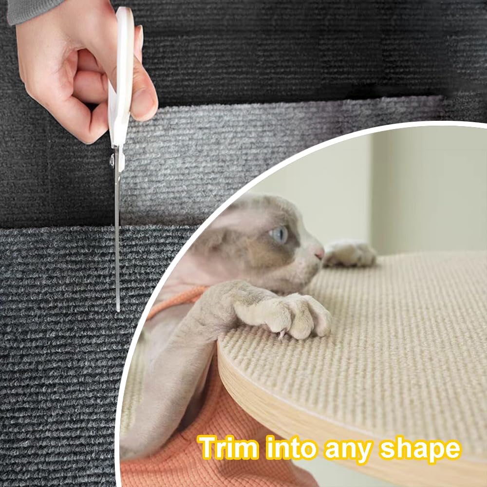 review Cat Scratching Mat, Self-Adhesive Cat Sratcher DIY, Tailorable Cat Scratch Pad, Cat Tree/Wall/Sofa Couch/Furniture Protector, 39.3 * 15.8 Inch, 2 Pack, Light Grey