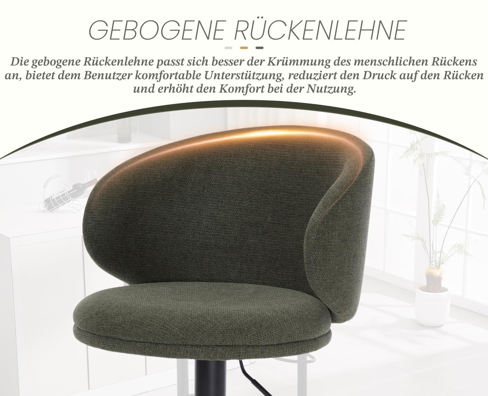 chairus Barhocker 2er Set Höhenverstellbare Barstuhl mit Fußstütze Grün