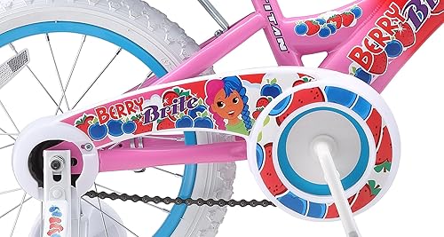 Miniatura 10 de Titan Bicicleta BMX de princesa floral para niñas con ruedas de entrenamiento de 16 pulgadas con cesta de utilidad y serpentinas