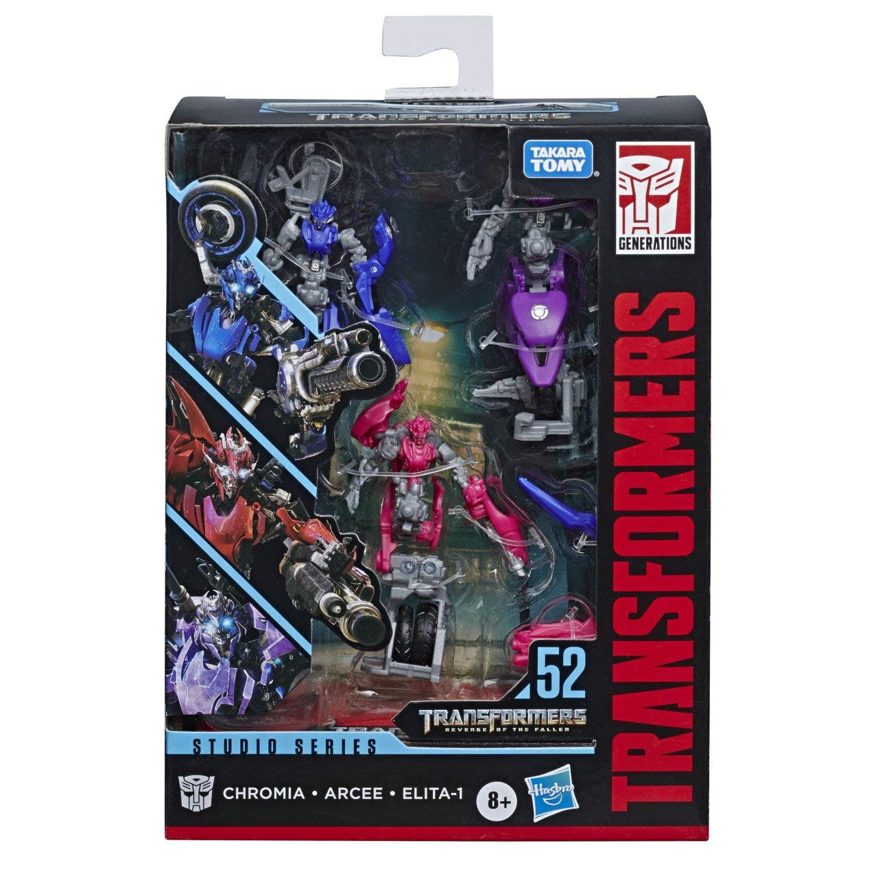Transformers Toys Studio Series 52 Deluxe Revenge of the Fallen Film Arcee Chromia Elita-1 Action Figure 3-Pack, 11-cm