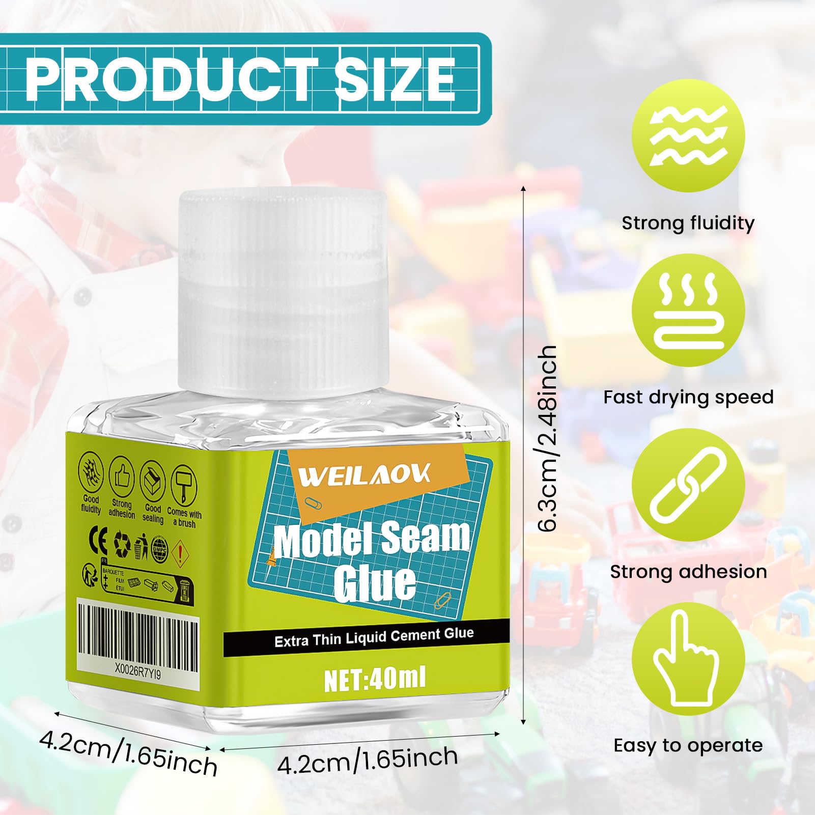 Pegamento Maquetas, Pegamento para Plastico, Pegamento Modelismo, Cemento Extrafino de Fijación Rápida, Varios Adhesivos Rellenos, Cola Transparente Manualidades para Maquetas, 40ml