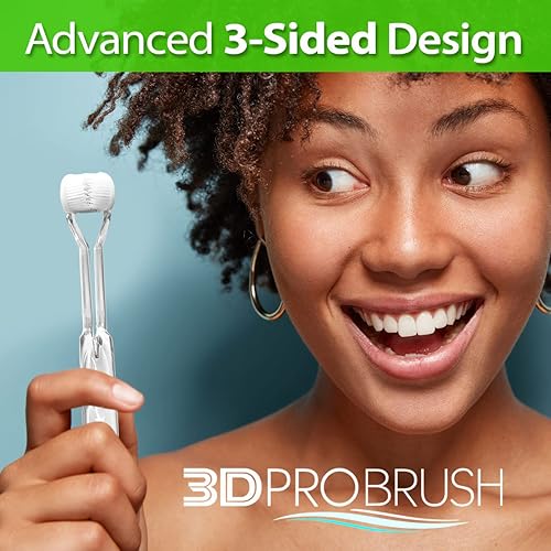 Miniatura 7 de 3D PRO BRUSH | 2 cepillos de dientes de 3 lados | 3 veces triple limpieza + masaje de encías suaves | Paquete de 14 cabezales de repuesto | Raspador
