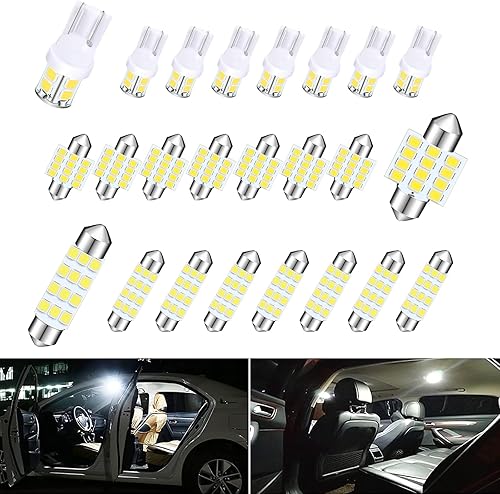 ZKFAR Juego de 24 bombillas LED de cúpula para automóvil, T10 de 1.220 in y 1.654 in, bombillas de luces interiores de automóvil, bombillas LED de